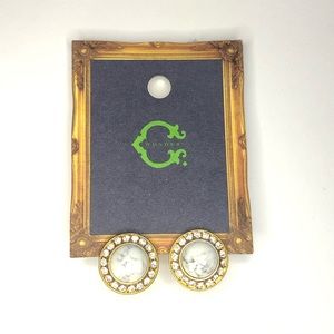 C. Wonder Faux Marble Rhinestone Gold Earrings
